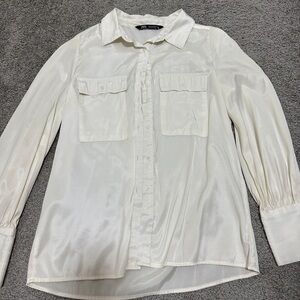 Zara white button up blouse